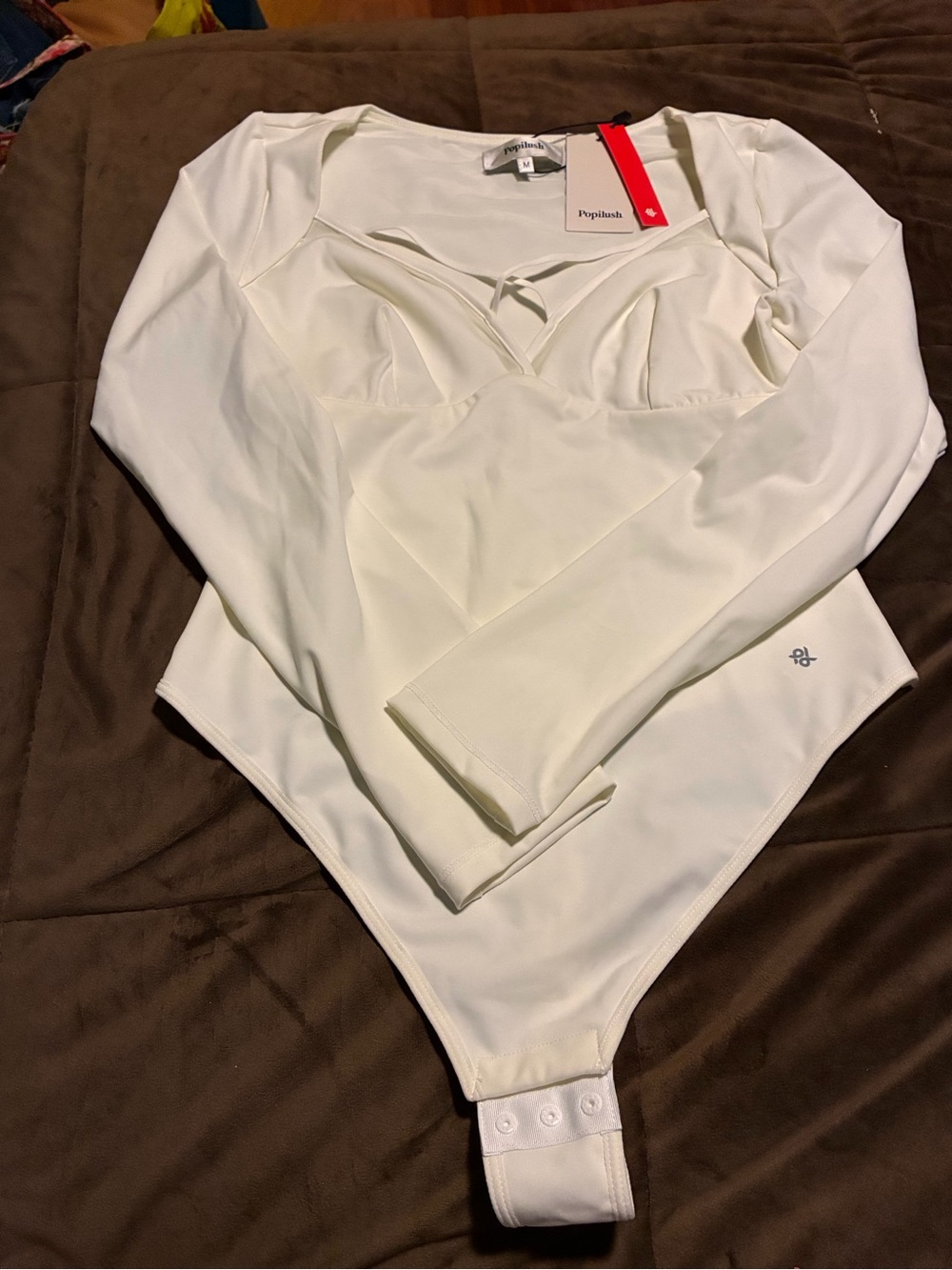 Popilush Long Sleeve Bodysuit, size medium, new with tags
